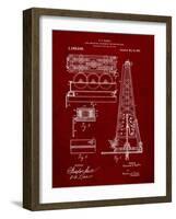 PP66-Burgundy Howard Hughes Oil Drilling Rig Patent Poster-Cole Borders-Framed Giclee Print