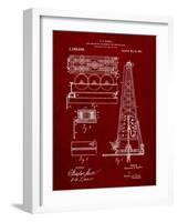 PP66-Burgundy Howard Hughes Oil Drilling Rig Patent Poster-Cole Borders-Framed Giclee Print