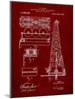 PP66-Burgundy Howard Hughes Oil Drilling Rig Patent Poster-Cole Borders-Mounted Giclee Print