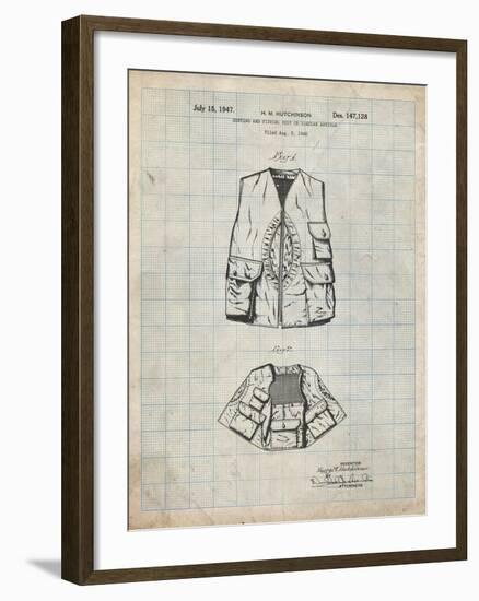 PP661-Antique Grid Parchment Hunting and Fishing Vest Patent Poster-Cole Borders-Framed Giclee Print