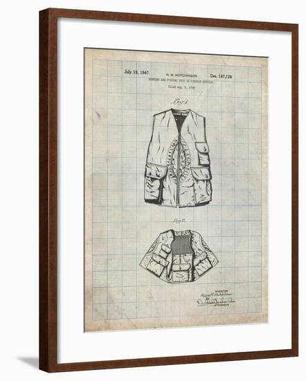 PP661-Antique Grid Parchment Hunting and Fishing Vest Patent Poster-Cole Borders-Framed Giclee Print