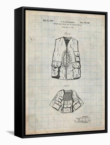 PP661-Antique Grid Parchment Hunting and Fishing Vest Patent Poster-Cole Borders-Framed Stretched Canvas