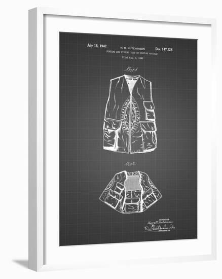 PP661-Black Grid Hunting and Fishing Vest Patent Poster-Cole Borders-Framed Giclee Print