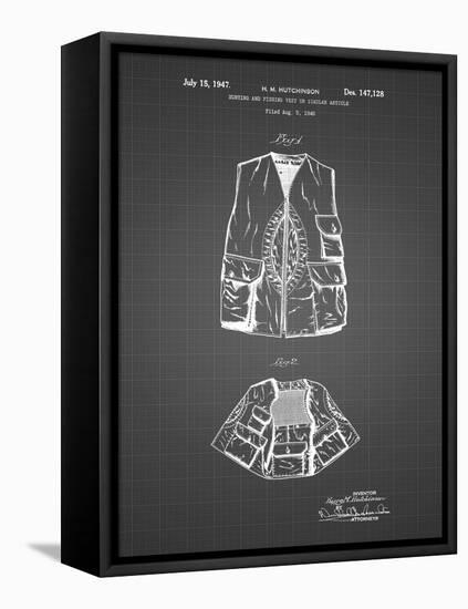 PP661-Black Grid Hunting and Fishing Vest Patent Poster-Cole Borders-Framed Stretched Canvas