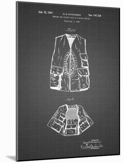 PP661-Black Grid Hunting and Fishing Vest Patent Poster-Cole Borders-Mounted Giclee Print