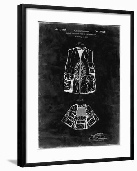 PP661-Black Grunge Hunting and Fishing Vest Patent Poster-Cole Borders-Framed Giclee Print