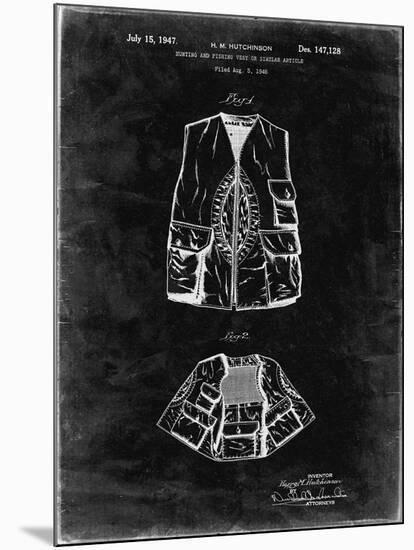 PP661-Black Grunge Hunting and Fishing Vest Patent Poster-Cole Borders-Mounted Giclee Print