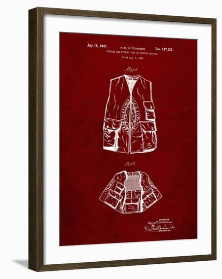 PP661-Burgundy Hunting and Fishing Vest Patent Poster-Cole Borders-Framed Giclee Print