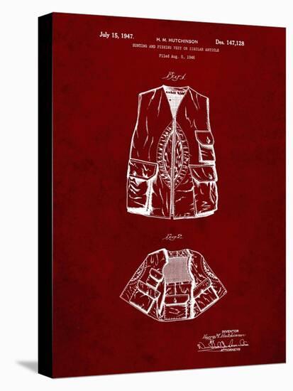 PP661-Burgundy Hunting and Fishing Vest Patent Poster-Cole Borders-Stretched Canvas