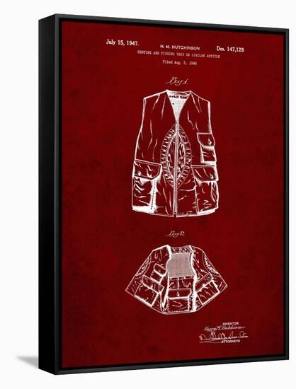 PP661-Burgundy Hunting and Fishing Vest Patent Poster-Cole Borders-Framed Stretched Canvas