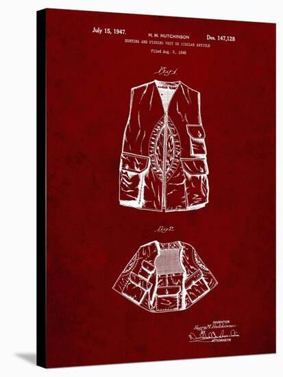 PP661-Burgundy Hunting and Fishing Vest Patent Poster-Cole Borders-Stretched Canvas