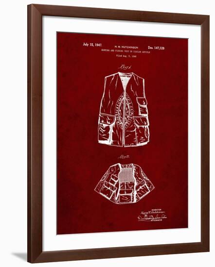 PP661-Burgundy Hunting and Fishing Vest Patent Poster-Cole Borders-Framed Giclee Print