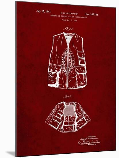 PP661-Burgundy Hunting and Fishing Vest Patent Poster-Cole Borders-Mounted Giclee Print