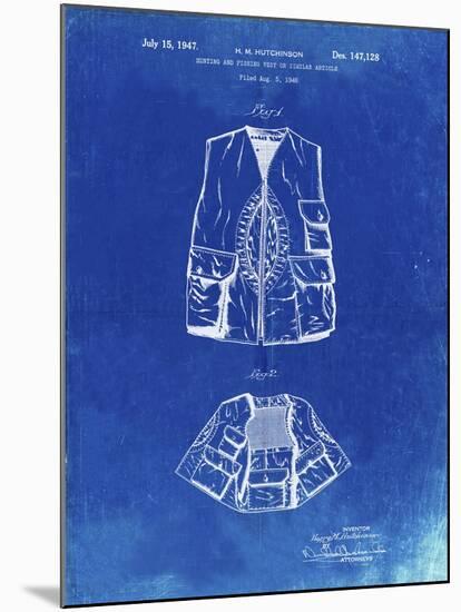 PP661-Faded Blueprint Hunting and Fishing Vest Patent Poster-Cole Borders-Mounted Giclee Print