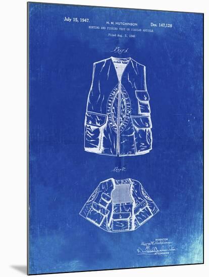 PP661-Faded Blueprint Hunting and Fishing Vest Patent Poster-Cole Borders-Mounted Giclee Print