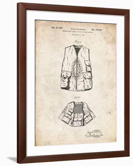 PP661-Vintage Parchment Hunting and Fishing Vest Patent Poster-Cole Borders-Framed Giclee Print