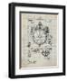 PP67-Antique Grid Parchment Gyrocompass Patent Poster-Cole Borders-Framed Giclee Print