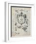 PP67-Antique Grid Parchment Gyrocompass Patent Poster-Cole Borders-Framed Giclee Print