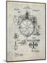 PP67-Antique Grid Parchment Gyrocompass Patent Poster-Cole Borders-Mounted Giclee Print