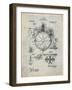 PP67-Antique Grid Parchment Gyrocompass Patent Poster-Cole Borders-Framed Giclee Print