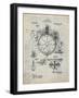 PP67-Antique Grid Parchment Gyrocompass Patent Poster-Cole Borders-Framed Giclee Print