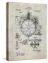 PP67-Antique Grid Parchment Gyrocompass Patent Poster-Cole Borders-Stretched Canvas