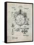 PP67-Antique Grid Parchment Gyrocompass Patent Poster-Cole Borders-Framed Stretched Canvas