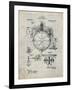 PP67-Antique Grid Parchment Gyrocompass Patent Poster-Cole Borders-Framed Giclee Print