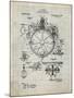 PP67-Antique Grid Parchment Gyrocompass Patent Poster-Cole Borders-Mounted Giclee Print