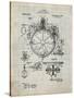 PP67-Antique Grid Parchment Gyrocompass Patent Poster-Cole Borders-Stretched Canvas