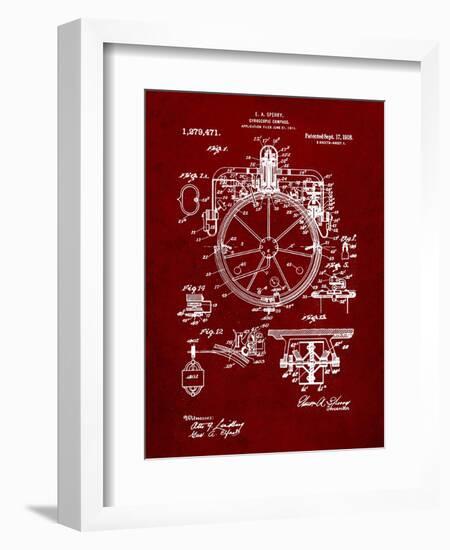 PP67-Burgundy Gyrocompass Patent Poster-Cole Borders-Framed Giclee Print