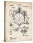 PP67-Vintage Parchment Gyrocompass Patent Poster-Cole Borders-Stretched Canvas