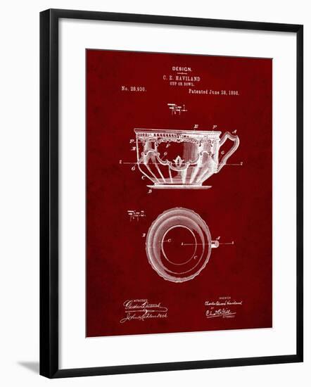 PP670-Burgundy Gyrocompass Patent Poster-Cole Borders-Framed Giclee Print