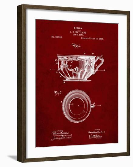 PP670-Burgundy Gyrocompass Patent Poster-Cole Borders-Framed Giclee Print