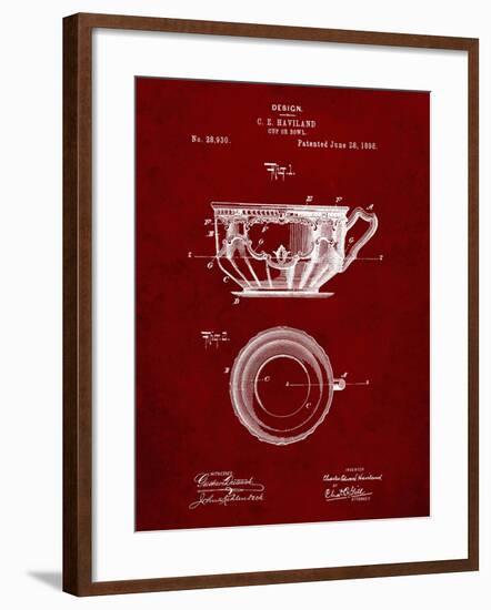 PP670-Burgundy Gyrocompass Patent Poster-Cole Borders-Framed Giclee Print