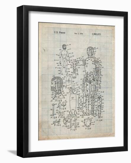 PP675-Antique Grid Parchment The Defenders Toy 1976 Patent Poster-Cole Borders-Framed Giclee Print