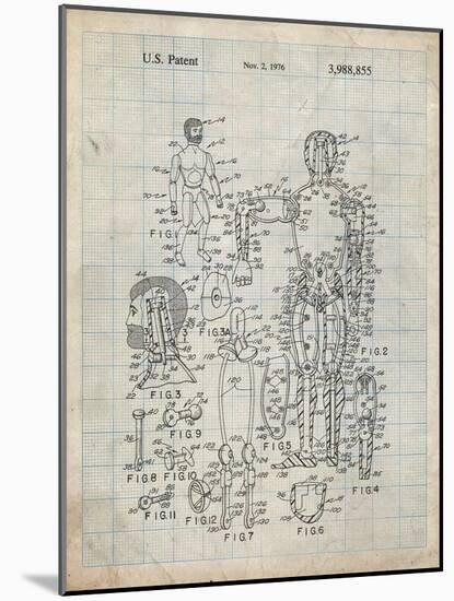 PP675-Antique Grid Parchment The Defenders Toy 1976 Patent Poster-Cole Borders-Mounted Giclee Print