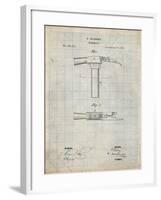 PP689-Antique Grid Parchment Claw Hammer 1874 Patent Poster-Cole Borders-Framed Giclee Print