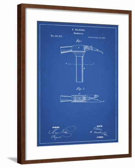 PP689-Blueprint Claw Hammer 1874 Patent Poster-Cole Borders-Framed Giclee Print