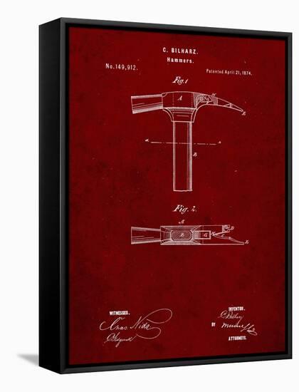 PP689-Burgundy Claw Hammer 1874 Patent Poster-Cole Borders-Framed Stretched Canvas