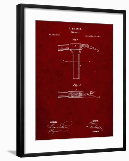 PP689-Burgundy Claw Hammer 1874 Patent Poster-Cole Borders-Framed Giclee Print