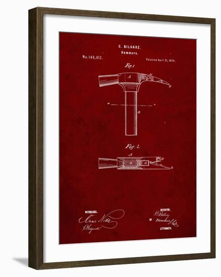 PP689-Burgundy Claw Hammer 1874 Patent Poster-Cole Borders-Framed Giclee Print