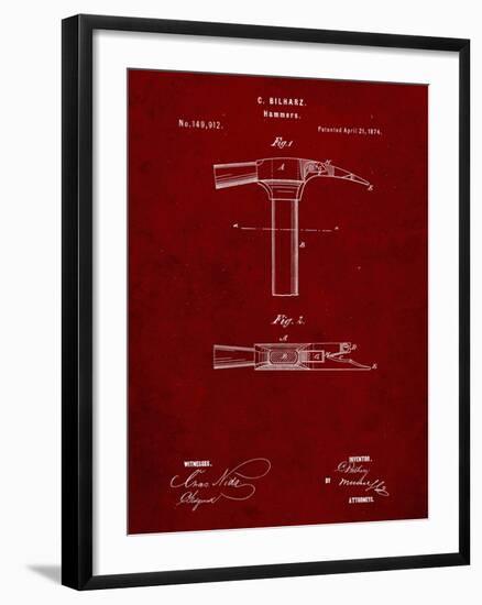 PP689-Burgundy Claw Hammer 1874 Patent Poster-Cole Borders-Framed Giclee Print