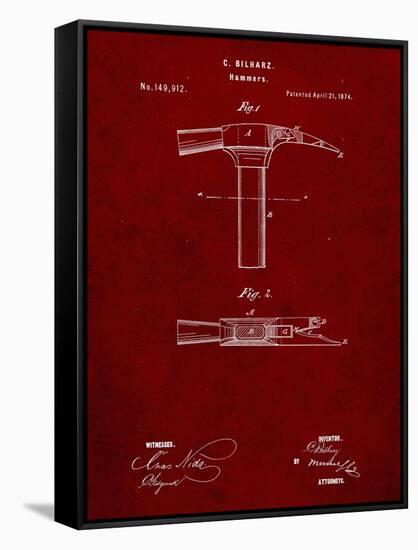 PP689-Burgundy Claw Hammer 1874 Patent Poster-Cole Borders-Framed Stretched Canvas
