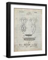 PP690-Antique Grid Parchment Ridell Football Pads 1926 Patent Poster-Cole Borders-Framed Giclee Print