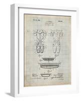 PP690-Antique Grid Parchment Ridell Football Pads 1926 Patent Poster-Cole Borders-Framed Giclee Print