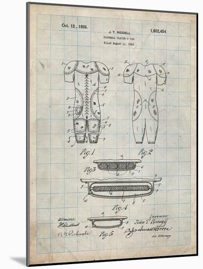 PP690-Antique Grid Parchment Ridell Football Pads 1926 Patent Poster-Cole Borders-Mounted Giclee Print