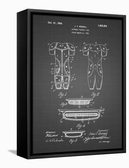 PP690-Black Grid Ridell Football Pads 1926 Patent Poster-Cole Borders-Framed Stretched Canvas