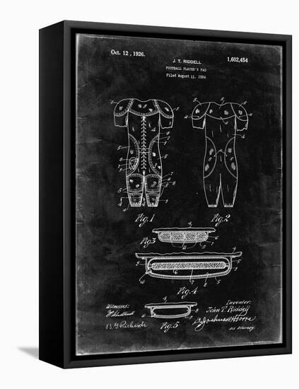 PP690-Black Grunge Ridell Football Pads 1926 Patent Poster-Cole Borders-Framed Stretched Canvas