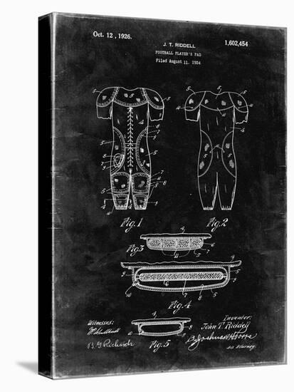 PP690-Black Grunge Ridell Football Pads 1926 Patent Poster-Cole Borders-Stretched Canvas